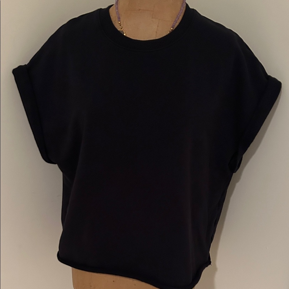 Me + Em Classic Black Short Sleeve Women's Sweatshirt Tee